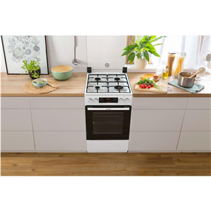 Gorenje, 62 L, width 50 cm, white - Gas cooker with electric oven