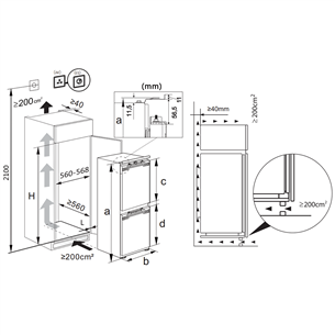 Hisense, NoFrost Dual, 252 L, height 178 cm - Built-in refrigerator