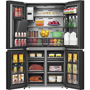 Hisense, Cross Door, NoFrost, 577 L, height 179 cm, black - SBS Refrigerator