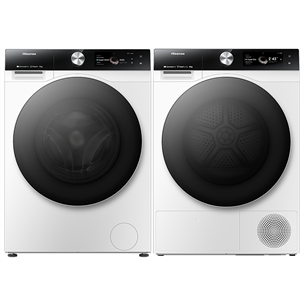 Hisense, 12 kg + 10 kg - Washing machine + Clothes dryer WF7S1247BW+DH7S107BW