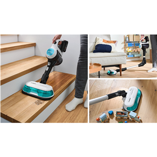 Bosch Unlimited 7 ProHygienic Aqua, 2in1, melna/balta - Bezvadu putekļu sūcējs