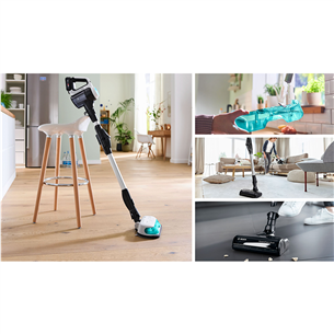 Bosch Unlimited 7 ProHygienic Aqua, 2in1, melna/balta - Bezvadu putekļu sūcējs