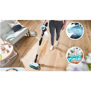 Bosch Unlimited 7 ProHygienic Aqua, 2in1, melna/balta - Bezvadu putekļu sūcējs