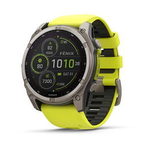 Garmin Fenix 8 Sapphire Solar, 51 mm, titāna/dzeltena - Viedpulkstenis