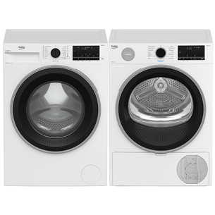 Beko, 10 kg + 10 kg - Washing machine + Clothes dryer B4WFT510411+B5T60236