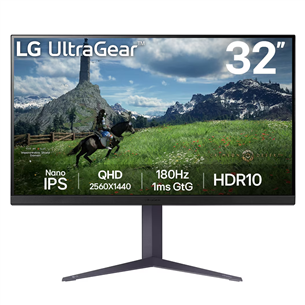 LG UltraGear GS85Q, 32'', QHD, Nano IPS, 180 Hz, melna - Monitors 32GS85Q-B