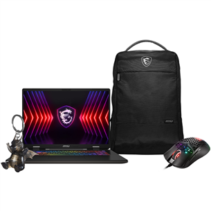 MSI Sword 17 HX B14V 20th Anniversary Bundle, 17'', WQHD+, 240 Hz, i7, 32 GB, 2 TB, RTX 4070, tumsi pelēka - Portatīvais dators SWD17HX-B14VGKG-094N