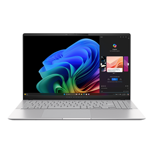 Asus Vivobook S 15 OLED, 15,6'', 120 Гц, OLED, 3K, X Elite, 32 ГБ, 1 ТБ, Copilot+, серебристый - Ноутбук S5507QA-MA001W