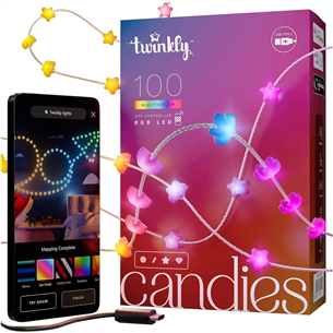 Twinkly Candies Stars, RGB, 100 LED, USB-C, 6 m, clear wire - Smart Lights TWKS100RGB-T