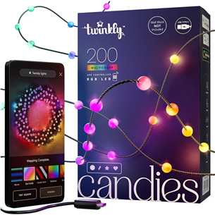 Twinkly Candies Pearls, RGB, 200 LED, USB-C, 12 m, green wire - Smart Lights TWKP200RGB-G