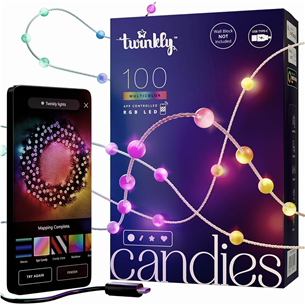 Twinkly Candies Pearls, RGB, 100 LED, USB-C, 6 m, clear wire - Smart Lights TWKP100RGB-T