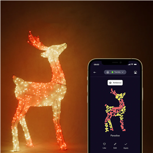 Twinkly Reindeers Stag, RGB, IP44, caurspīdīga - LED dekoratīvā lampa