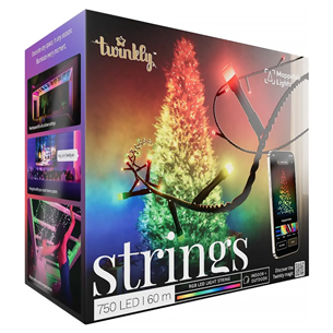 Twinkly Strings 750 (Multicolor edition), 750 LED, 60 m, IP44, black - Smart Christmas Lights TWS750STP-BEU