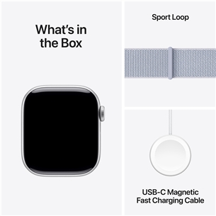 Apple Watch Series 10 GPS, 42 mm, sport loop, sudraba alumīnijs / gaiši zila - Viedpulkstenis