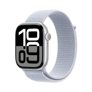 Apple Watch Series 10 GPS, 46 mm, sport loop, silver aluminium / blue cloud - Smart watch