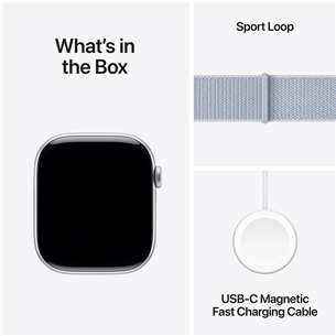 Apple Watch Series 10 GPS, 46 mm, sport loop, sudraba alumīnijs / zila - Viedpulkstenis