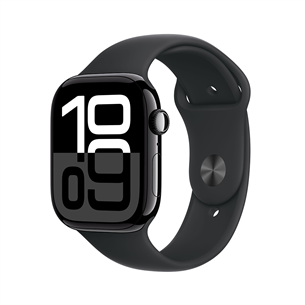 Apple Watch Series 10 GPS, 46 mm, sport band, S/M, melns alumīnijs / melna - Viedpulkstenis