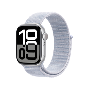 Apple Watch Series 10 GPS + Cellular, 42 мм, sport loop, серебристый алюминий / голубой - Смарт-часы