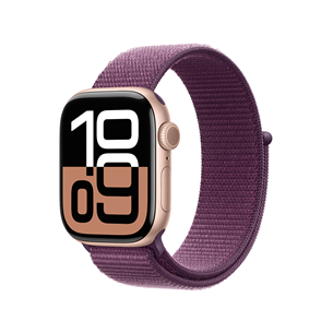 Apple Watch Series 10 GPS + Cellular, 42 mm, sport loop, rose gold aluminium / plum - Smart watch