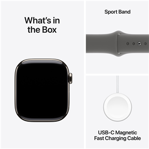 Apple Watch Series 10 GPS + Cellular, 42 mm, sport band, S/M, natural titanium / stone grey - Smart watch