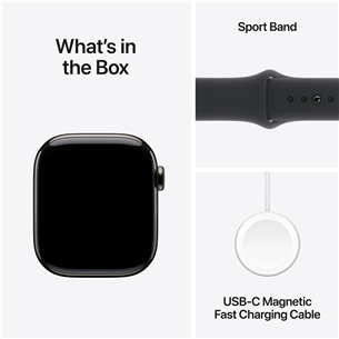 Apple Watch Series 10 GPS + Cellular, 42 mm, sport band, S/M, slate titanium / black - Smart watch