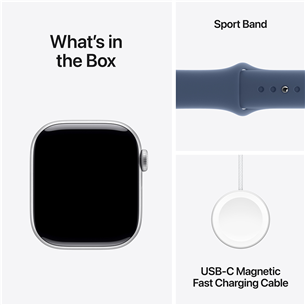 Apple Watch Series 10 GPS + Cellular, 46 mm, sport band, S/M, silver aluminium / denim - Smart watch