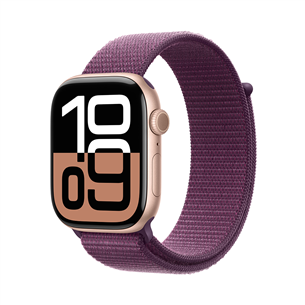 Apple Watch Series 10 GPS + Cellular, 46 mm, sport loop, rose gold aluminium / plum - Smart watch