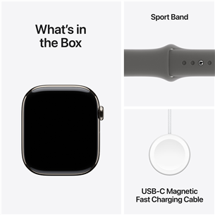 Apple Watch Series 10 GPS + Cellular, 46 mm, sport band, M/L, natural titanium / stone grey - Smart watch