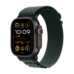 Apple Watch Ultra 2, 49 mm, Alpine Loop, Small, melna titāna / tumši zaļa - Viedpulkstenis