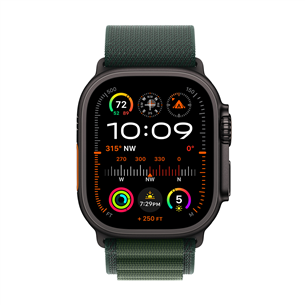 Apple Watch Ultra 2, 49 mm, Alpine Loop, Small, melna titāna / tumši zaļa - Viedpulkstenis