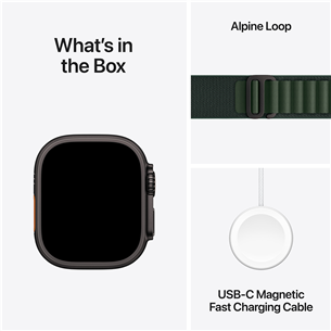 Apple Watch Ultra 2, 49 mm, Alpine Loop, Small, melna titāna / tumši zaļa - Viedpulkstenis