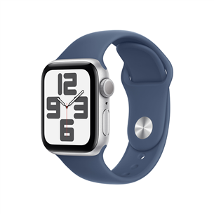 Apple Watch SE, 40 mm, GPS, sport band, S/M, sudraba alumīnijs / zila - Viedpulkstenis