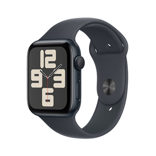 Apple Watch SE, 44 mm, GPS, sport band, S/M, melna alumīnija / melna - Viedpulkstenis MXEJ3ET/A