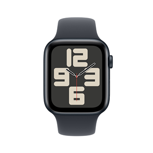 Apple Watch SE, 44 mm, GPS, sport band, S/M, melna alumīnija / melna - Viedpulkstenis