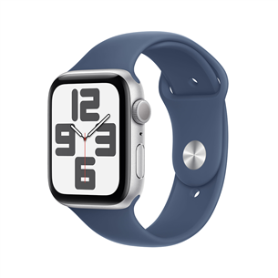 Apple Watch SE, 44 mm, GPS, sport band, S/M, sudraba alumīnijs / zila - Viedpulkstenis