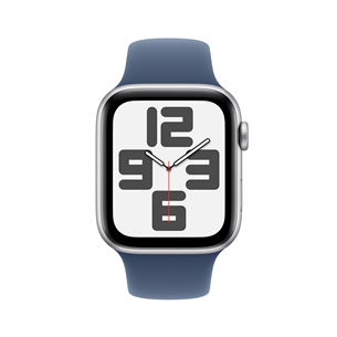 Apple Watch SE, 44 mm, GPS, sport band, S/M, sudraba alumīnijs / zila - Viedpulkstenis