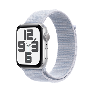 Apple Watch SE, 44 mm, GPS, sport loop, sudraba alumīnijs / gaiši zila - Viedpulkstenis MXET3ET/A