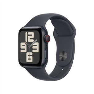 Apple Watch SE, 40 мм, GPS + Cellular, sport band, S/M, черный алюминий / черный - Смарт-часы