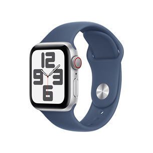 Apple Watch SE, 40 mm, GPS + Cellular, sport band, S/M, sudraba alumīnijs / zila - Viedpulkstenis