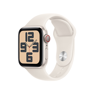 Apple Watch SE, 40 mm, GPS + Cellular, sport band, S/M, bēša alumīnija / bēša - Viedpulkstenis MXGJ3ET/A