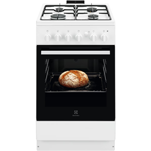 Electrolux, 59 L, width 50 cm, white - Gas cooker with gas oven