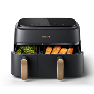 Philips 3000 Series Dual Basket Airfryer, 9 L, 2750 W, melna - Karstā gaisa friteris