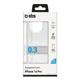 SBS Skinny cover, iPhone 16 Pro, caurspīdīga - Apvalks viedtālrunim