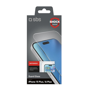 SBS Glass screen protector for iPhone 16 Plus / 15 Plus - Ekrāna aizsargs viedtālrunim