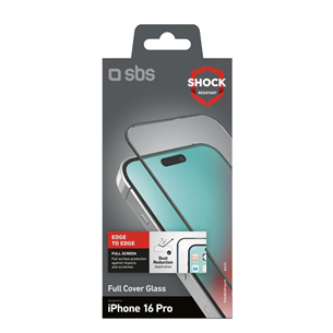 SBS Full Cover Glass Screen Protector, iPhone 16 Pro - Screen protector