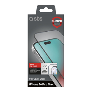 SBS Full Cover Glass Screen Protector, iPhone 16 Pro Max - Ekrāna aizsargs viedtālrunim