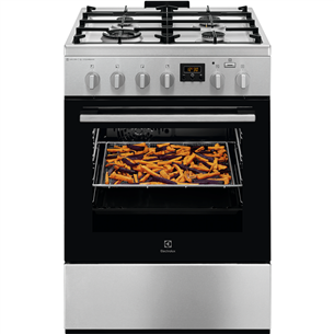 Electrolux 600 Series SteamBake, 58 L, platums 60 cm, nerūsējošā tērauda - Elektriskā plīts ar gāzes virsmu LKK664220X