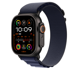 Apple Watch Alpine Loop, 49 мм, Large, черный титан, темно-синий - Ремешок для часов