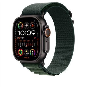 Apple Watch Alpine Loop, 49 мм, Large, черный  титан, темно-зеленый - Ремешок для часов