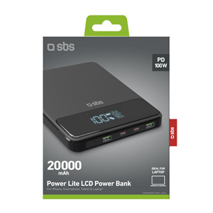 SBS Power Lite, 20000 mAh, LCD, black - Power bank